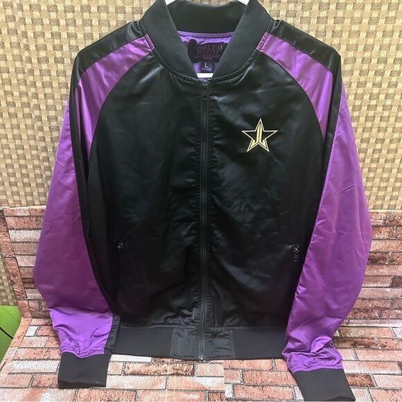 JEFFREE STAR FASHION Black and Purple Star Bomber Jacket L - Picture 2 of 11